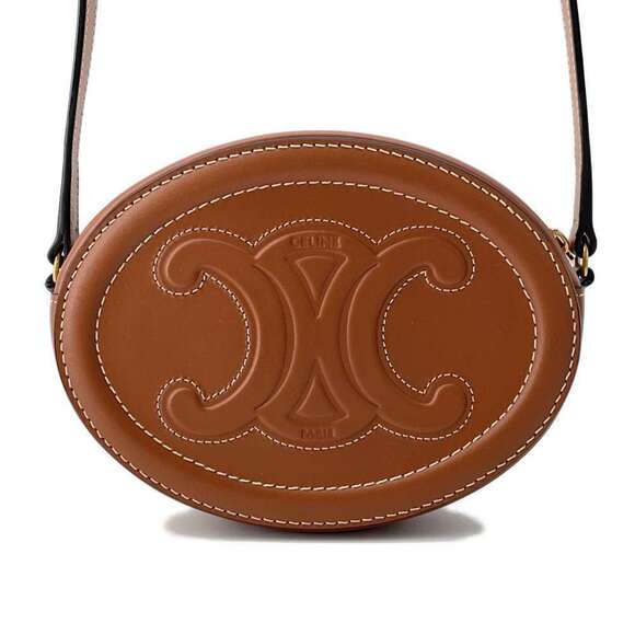 CELINE Triomphe Boston Cuile Oval Crossbody Shoulder Bag Brown - Picture 1 of 10